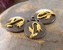 Snowdrop Two-Toned Gunmetal & Gold Finish Round Focal 17.5x20.5mm