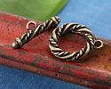 Antique Brass (plated) Twisted Rope Toggle Clasp 20x17mm, 21mm Bar