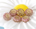 Czech Glass Ballerina w/ Gold Sunflower 13mm