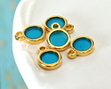 24K Gold (Plated) Transparent Turquoise Resin Round Focal 8x11mm