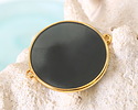 24K Gold (Plated) Transparent Jet Resin Round Focal Link 33x30mm