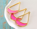 24K Gold (Plated) Transparent Paradise Pink Resin Openwork Teardrop Focal 24x42mm
