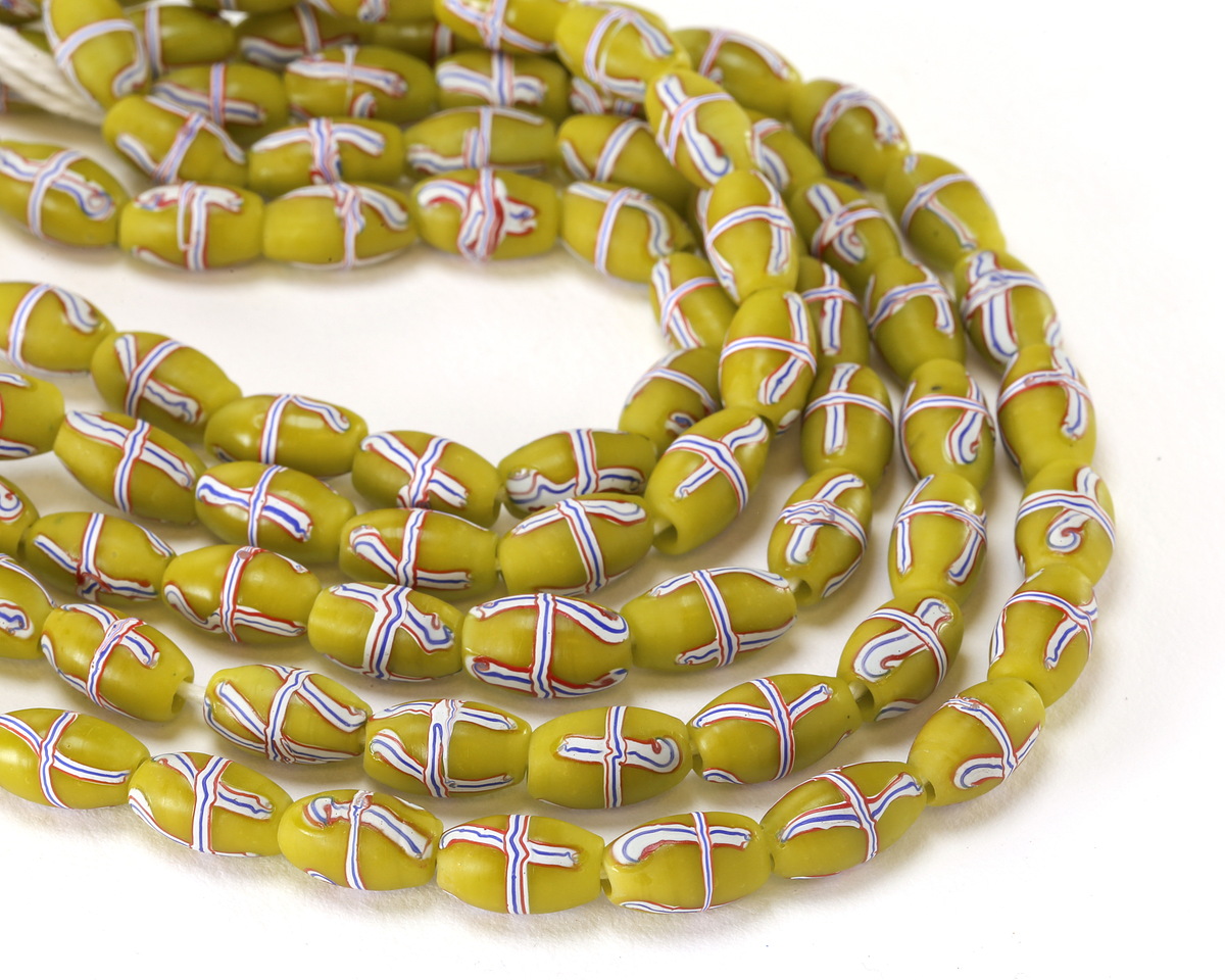 Indonesian Lime Green French Cross Rice 12-13x7mm