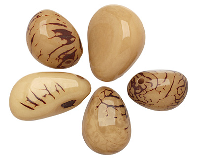 Tagua Nut Parchment Nugget (3-hole) 22-30x37-42mm