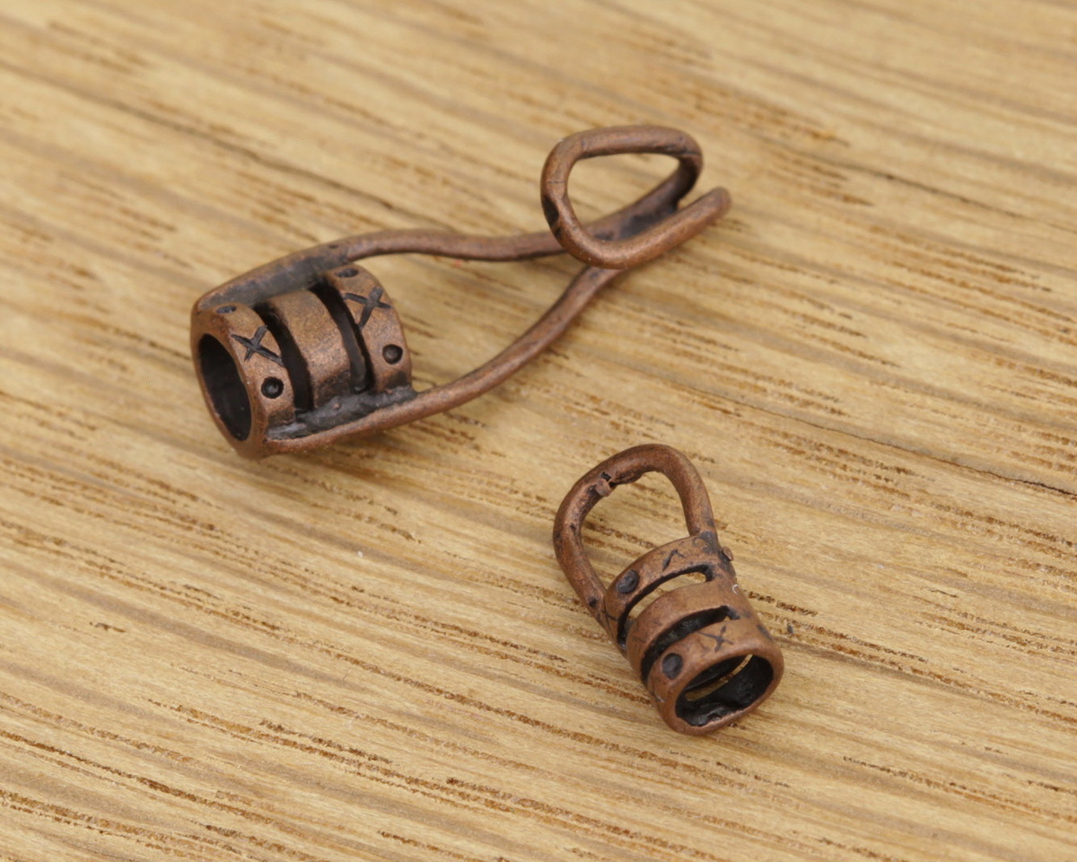 Antique Copper (plated) Hook & Eye Crimp Clasp 16x5mm (hook), 13x5mm (eye)