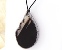 Black Line Agate Freeform Slice w/ Natural Edge Focal 33-46x60-90mm