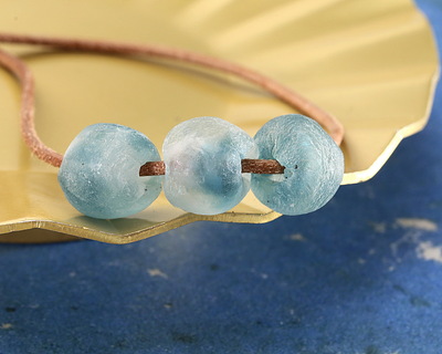 African Recycled Glass Water Tumbled Round 10-14mm