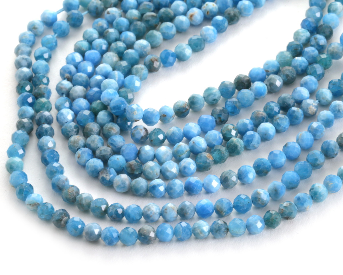 Pacific Blue Apatite (light) Faceted Round 4mm