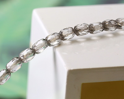 Czech Glass Crystal w/ Antique Silver Cruller Barrel 6x4mm