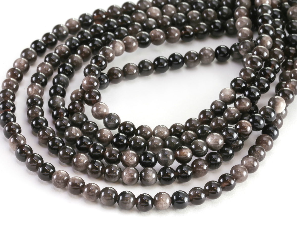 Silver Obsidian Round 6mm
