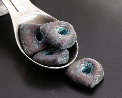 Mykonos Metalized Ceramic Copper Patina Nugget Spacer 18-20mm