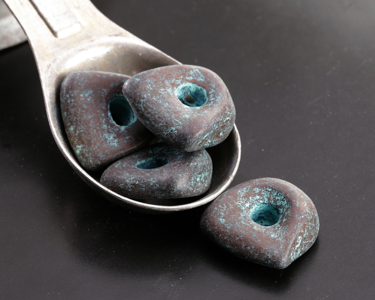 Mykonos Metalized Ceramic Copper Patina Nugget Spacer 18-20mm