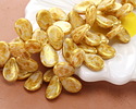 Czech Glass White w/ Gold Luster Flat Teardrop 8x11mm