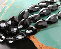Black Obsidian Microfaceted Puff Pear 13x16mm