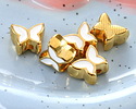 24K Gold (plated) White Enamel Butterfly Bead 7x9mm