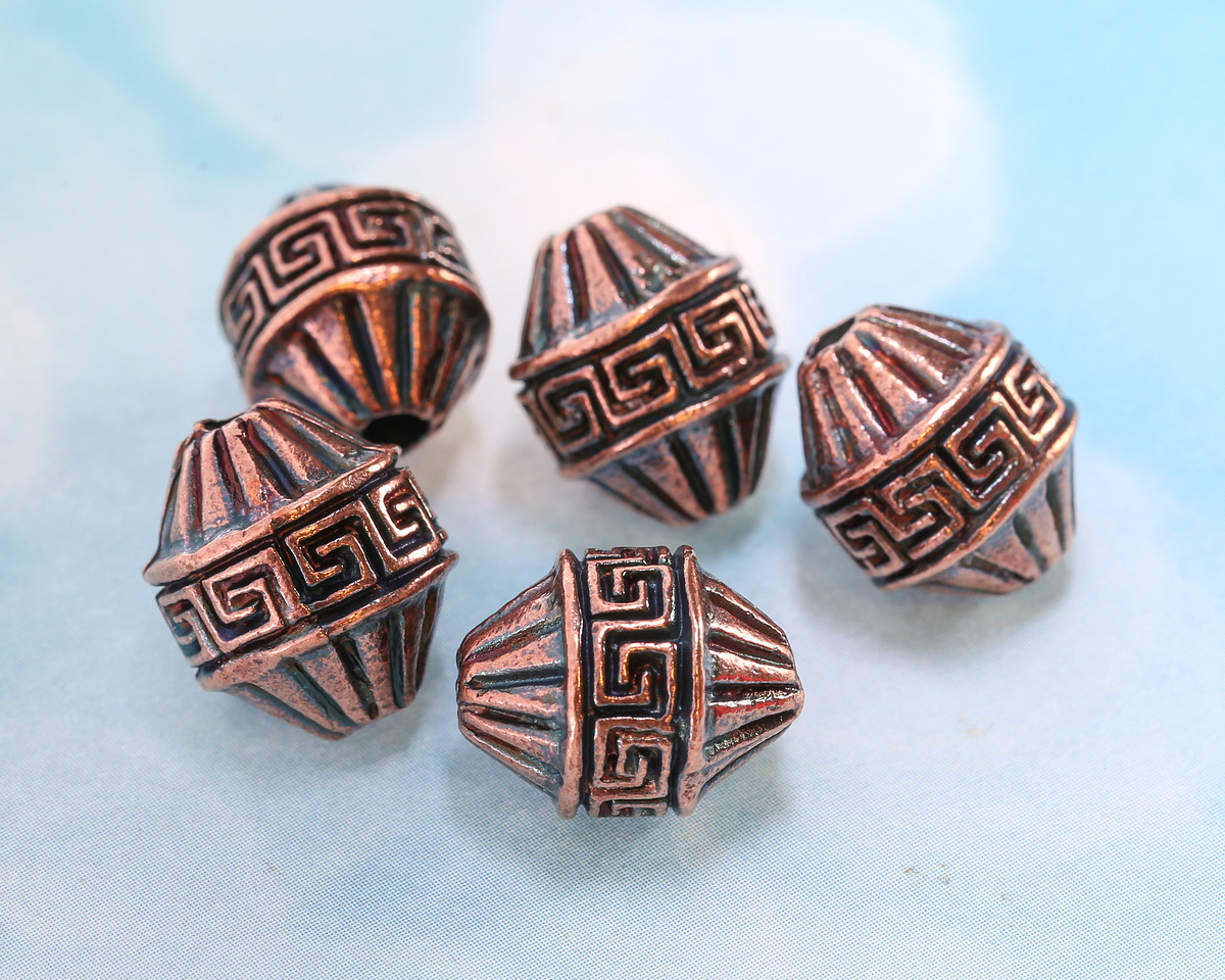 Mykonos Antique Copper (plated) Meander Bicone 14x12mm