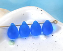 Pacific Blue Beach-Style Glass Teardrop Focal 14x10mm
