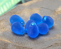 Pacific Blue Beach-Style Glass Teardrop Focal 14x10mm