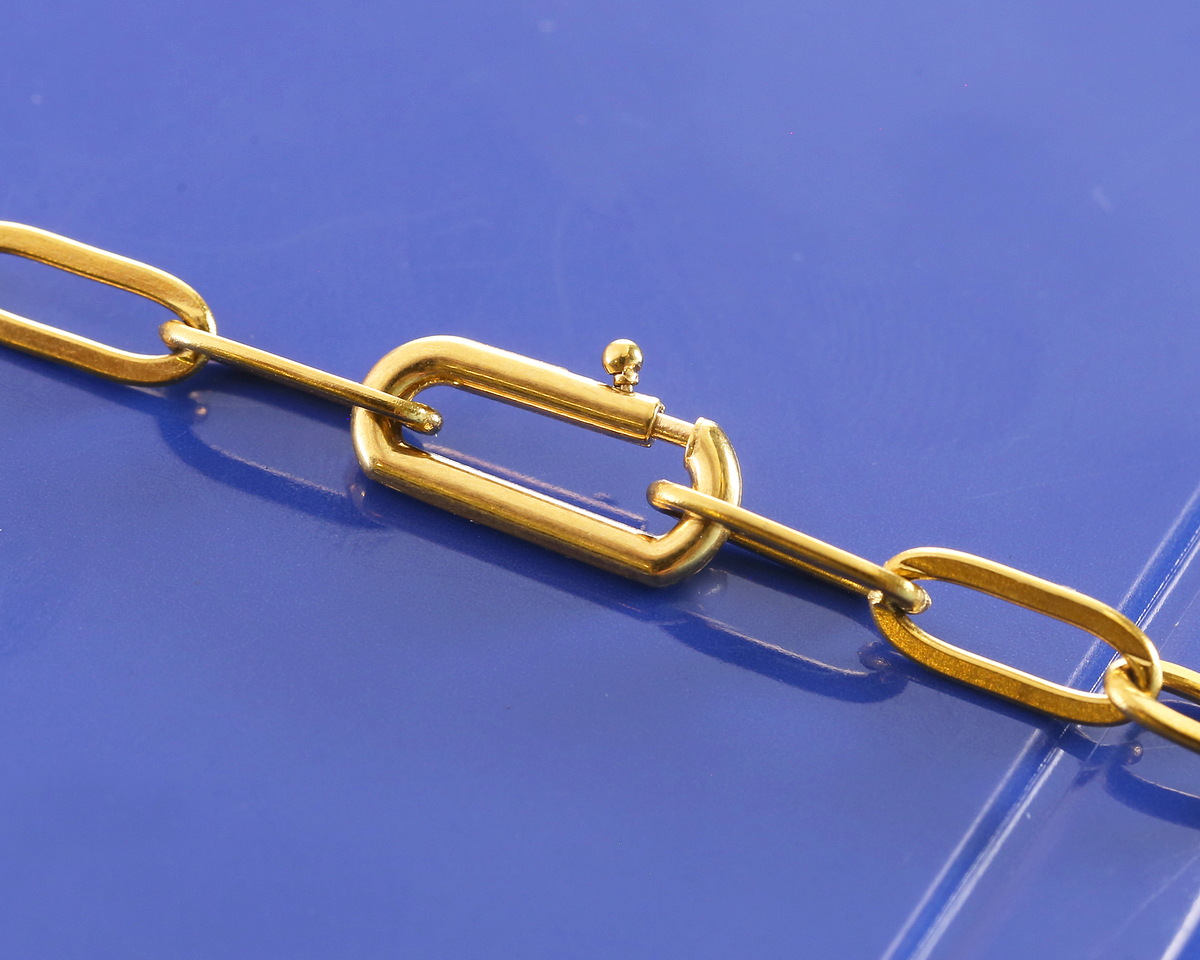 Waterproof 18K Gold PVD Plated Stainless Steel Medium Oval Spring Ring Clasp 6x14mm