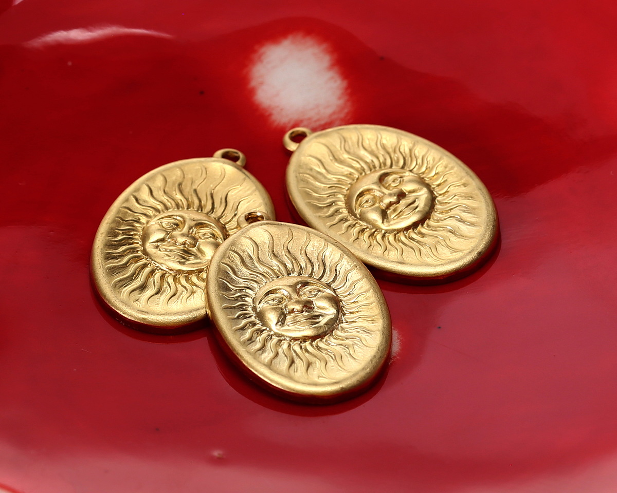 Vintaj Solid Brass Sun Face Pendant 21x14mm