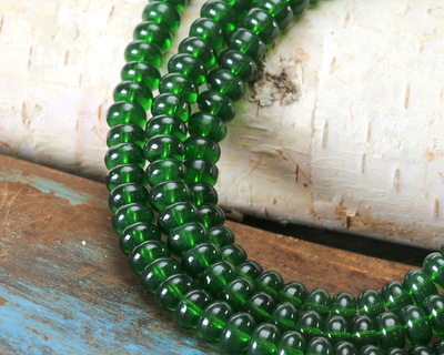 Emerald Glass Rondelle 5x8mm