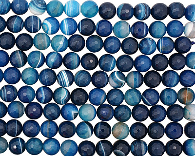 Sky Blue Line Agate Faceted Round 14mm