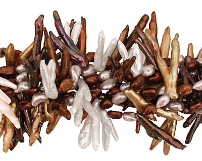Multi Biwa Branch w/ Keishi (Pearly White/Chocolate) 9-10x6-42mm