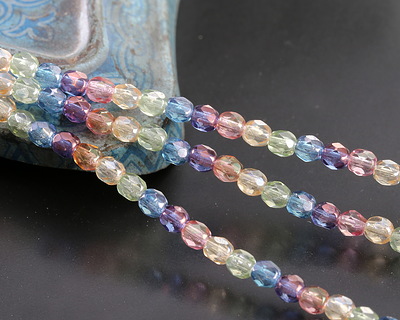 Czech Glass Luster Mix Fire Polished Round 4mm