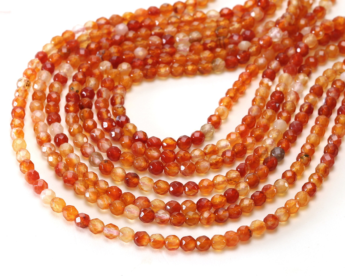 Carnelian (multi) Faceted Round 4mm