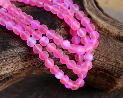 Fuchsia Fused Glass AB (matte) Round 6mm