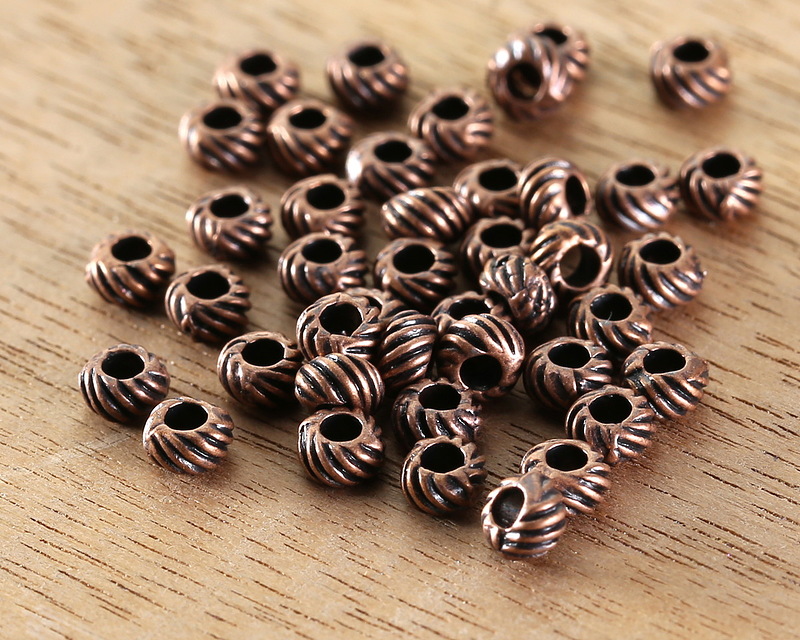 Antique Copper (plated) Small Twisted Rondelle 2x3.5mm