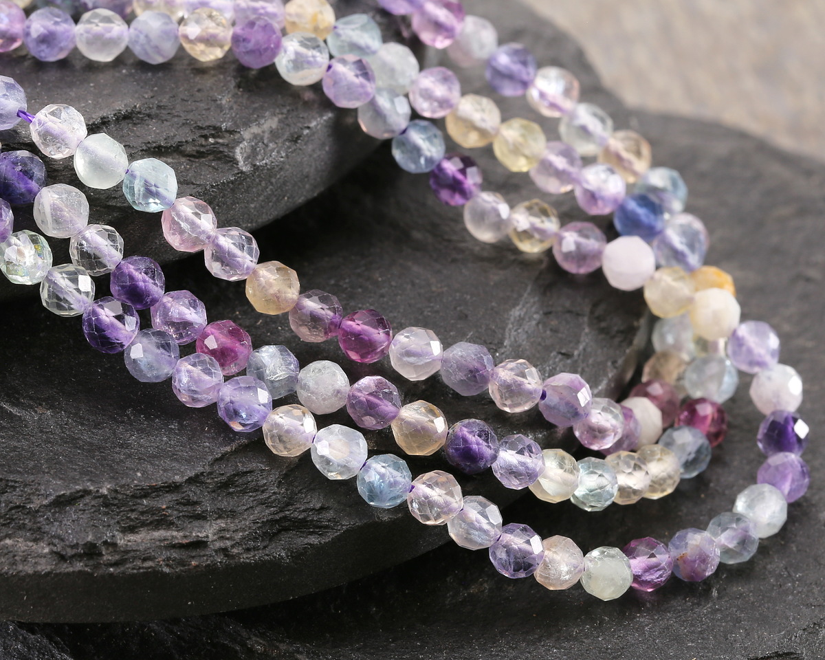 Rainbow Fluorite (B) Faceted Round 4mm