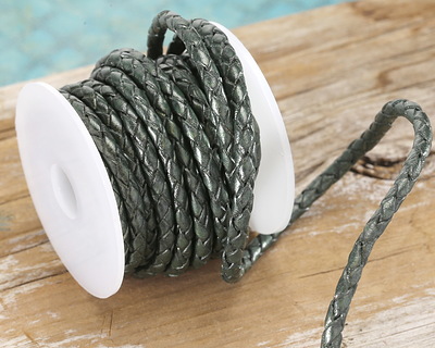 Metallic Stormy Seas Braided Bolo Leather Cord 3mm, 3 meters