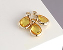 Yellow Crystal Teardrop in Silver Finish Bezel 6.5x11.8mm