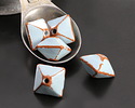 Mykonos Pueblo Ceramic Arctic Blue Octahedron Bead 13x15mm