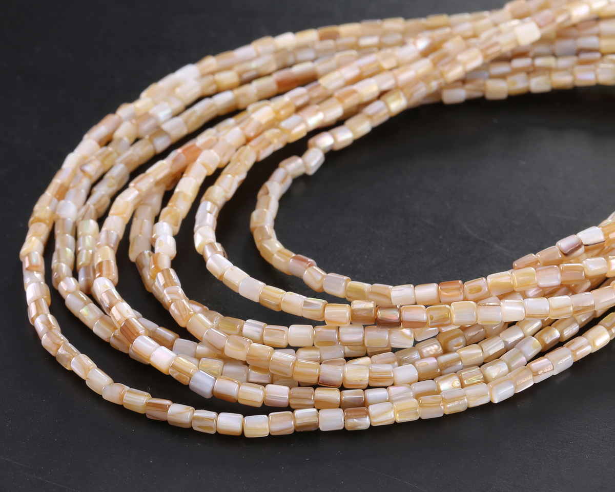 Natural Mussel Shell Mother of Pearl Irregular Barrel 3.5mm