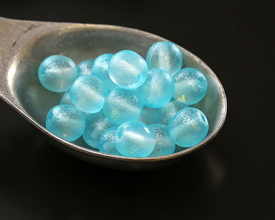 Czech Glass Matte Luster Metallic Sky Blue Round Druk 6mm