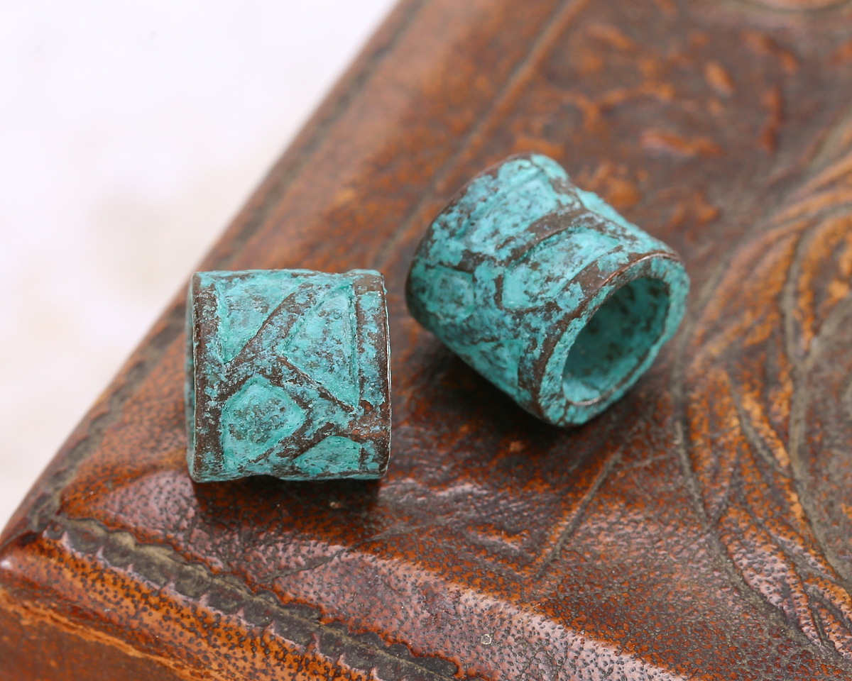 Mykonos Copper (plated) Patina Giraffe Print Barrel (large hole) 12mm