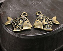 Mykonos Antique Brass (plated) Butterfly Fish Charm 30x32mm