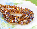 Czech Glass Amber Picasso AB Fire Polished Rondelle 3x5mm