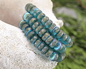 Czech Glass Textured Island Blue w/ Rainbow AB & Gold Finishes Heishi 4x8mm