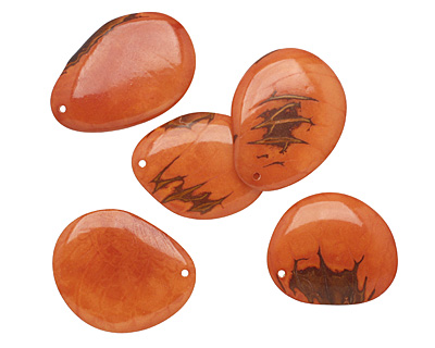 Tagua Nut Caramel Groovy Slice 25-35x30-42mm