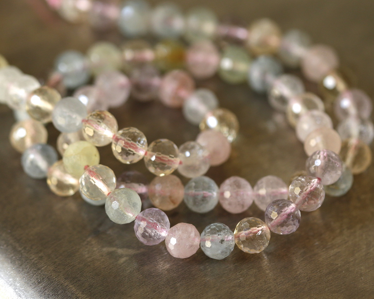 Multi Stone (amethyst, aquamarine, rose quartz, prehnite, citrine) Faceted Round 6mm