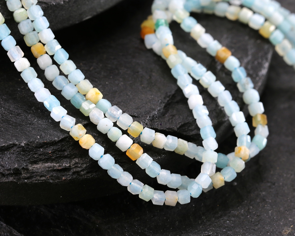 Black Gold Amazonite Faceted Cube 2-2.2mm