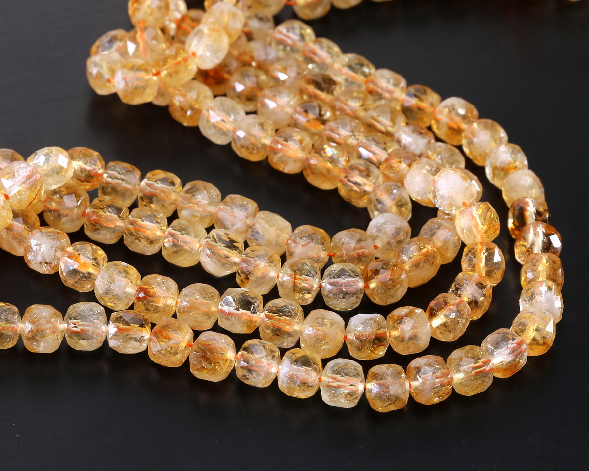 Citrine (A) Faceted Cube 6mm