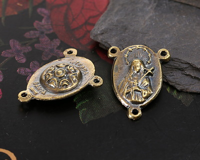 Mykonos Antique Brass (plated) "Terra Santa" Rosary Center Link 13x17mm