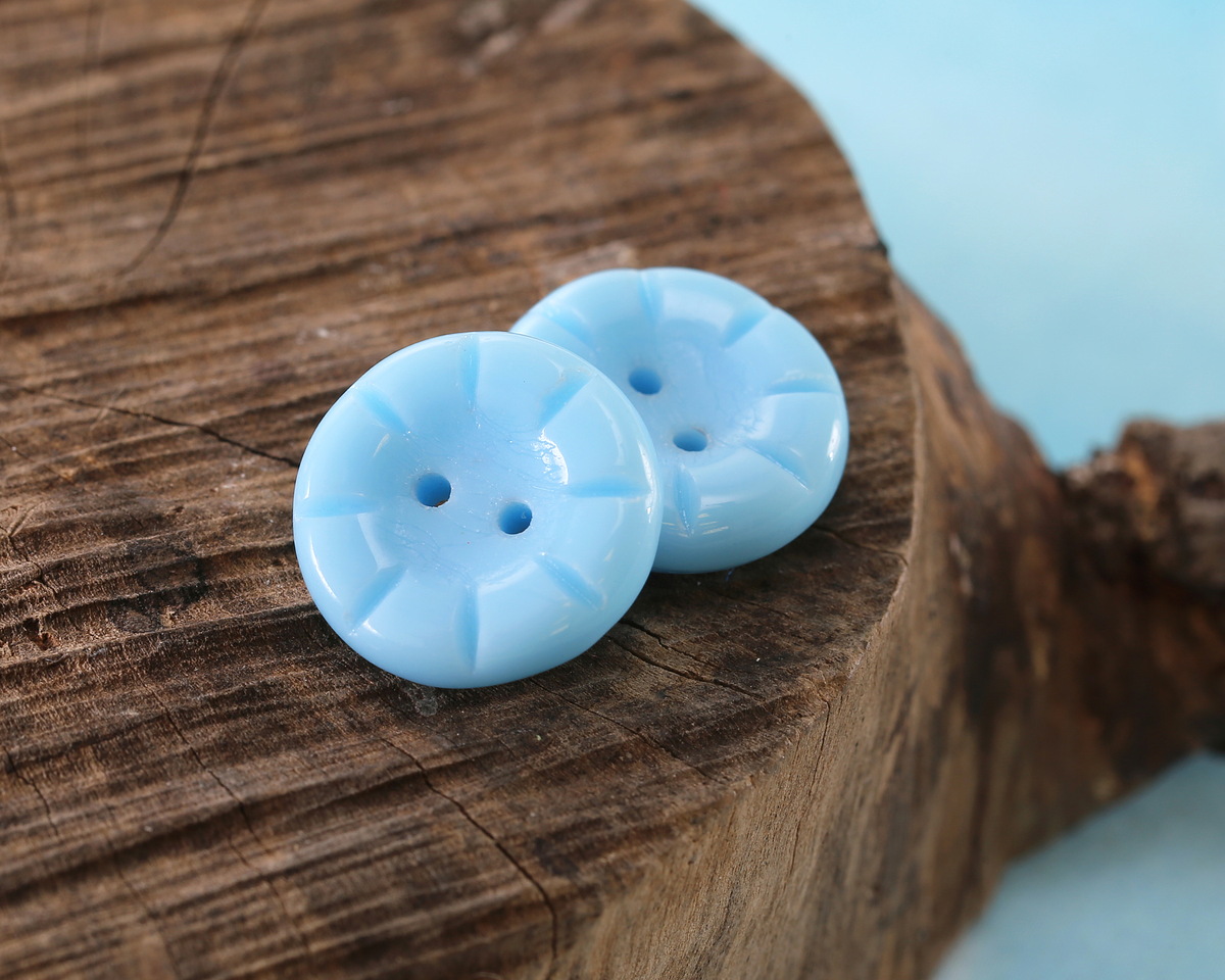 Czech Glass Alice Blue 2-Hole Button 14mm