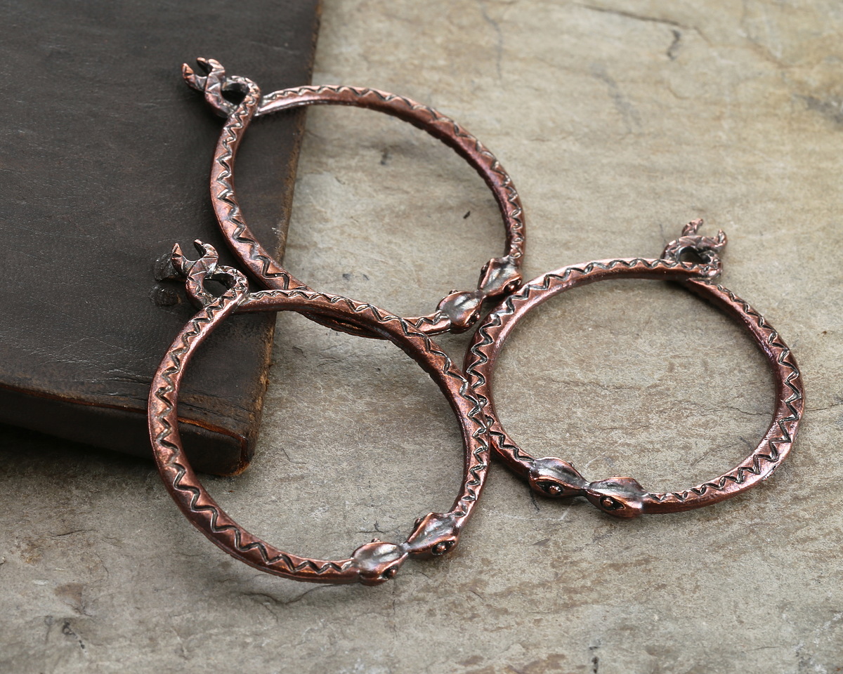 Mykonos Antique Copper (plated) Serpent Ring Focal 50x58mm