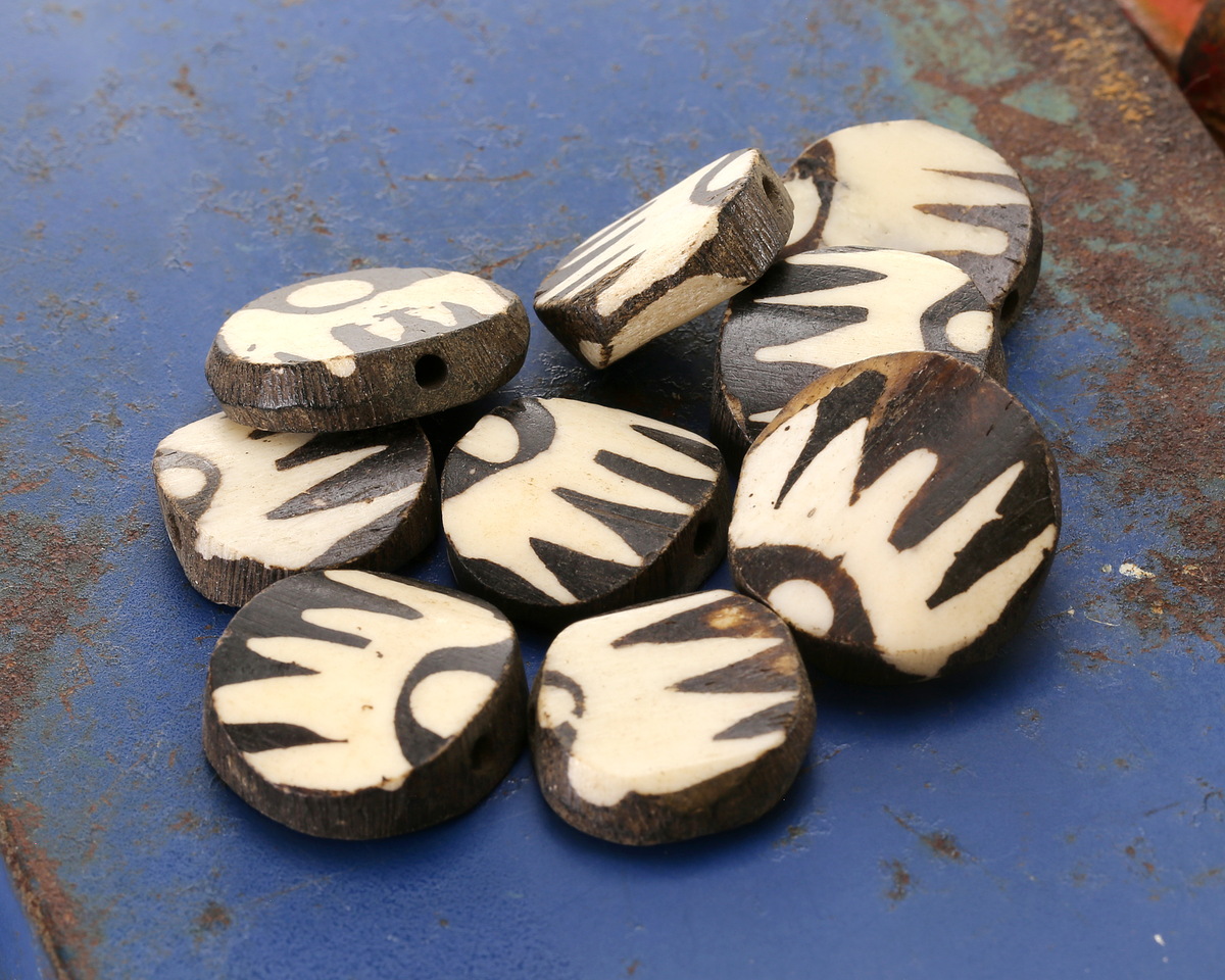 African Batiked Bone Radiant Tile 19-22x20-23mm