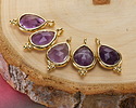 Amethyst w/ Gold Finish Faceted Teardrop Focal 10x12mm